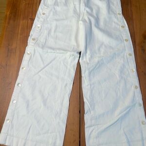 Soft Surroundings White Wide Leg Linen Pants